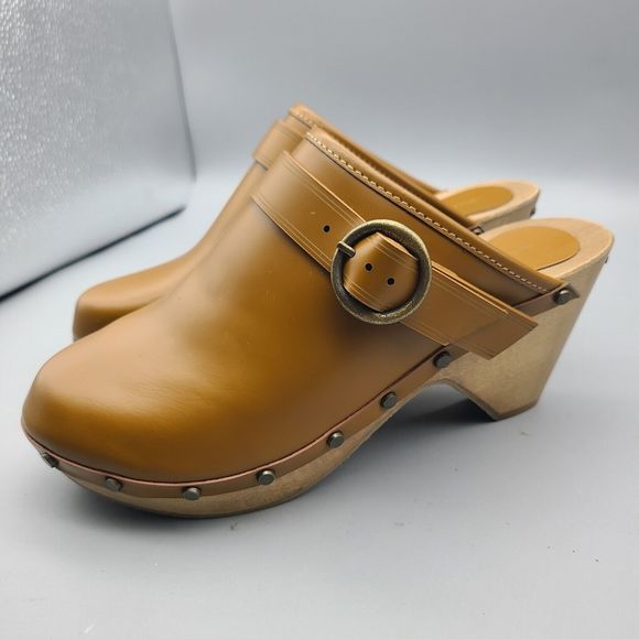 Isabel Marant Titya Clogs Mid-Heel Studded Camel Leather stud wood Sz 6 36 new - Picture 2 of 10
